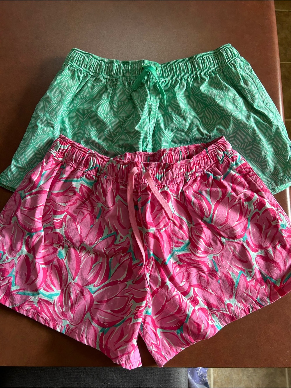 Lauren James Pink Tulip and Mint Green Athletic Shorts Duo